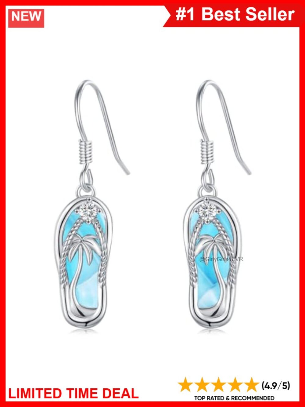 925 Sterling Silver Larimar Beach Dangle Earrings French Wire